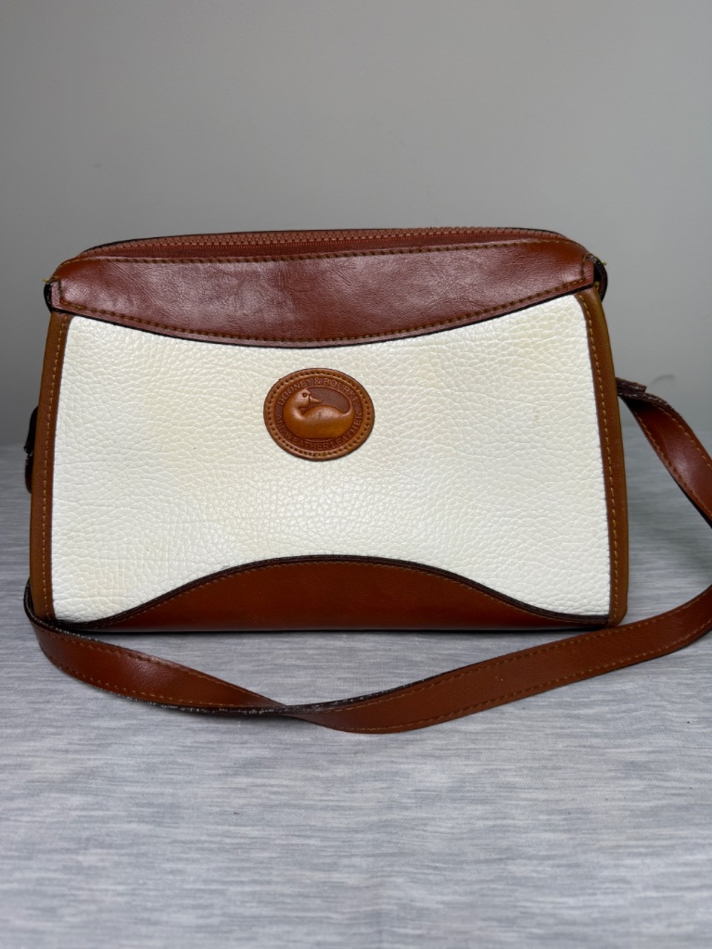 Dooney & Bourke Vintage Dover Zip Top Crossbody Bone British Tan Preppy AWL